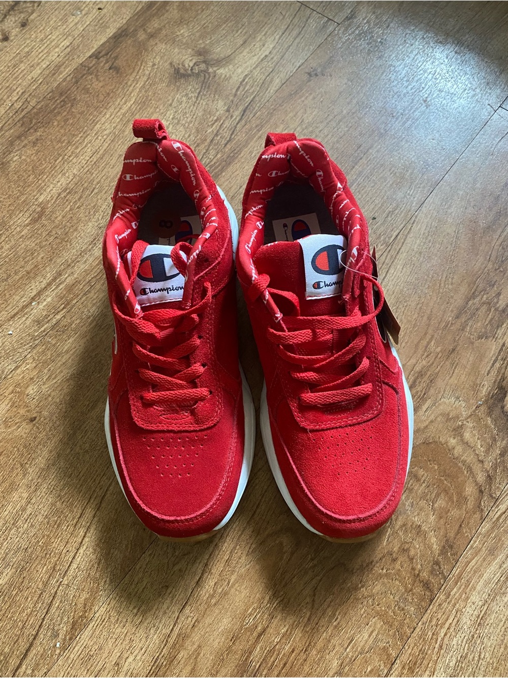 Champion Kids Red Low-Top Lace-Up Sneakers